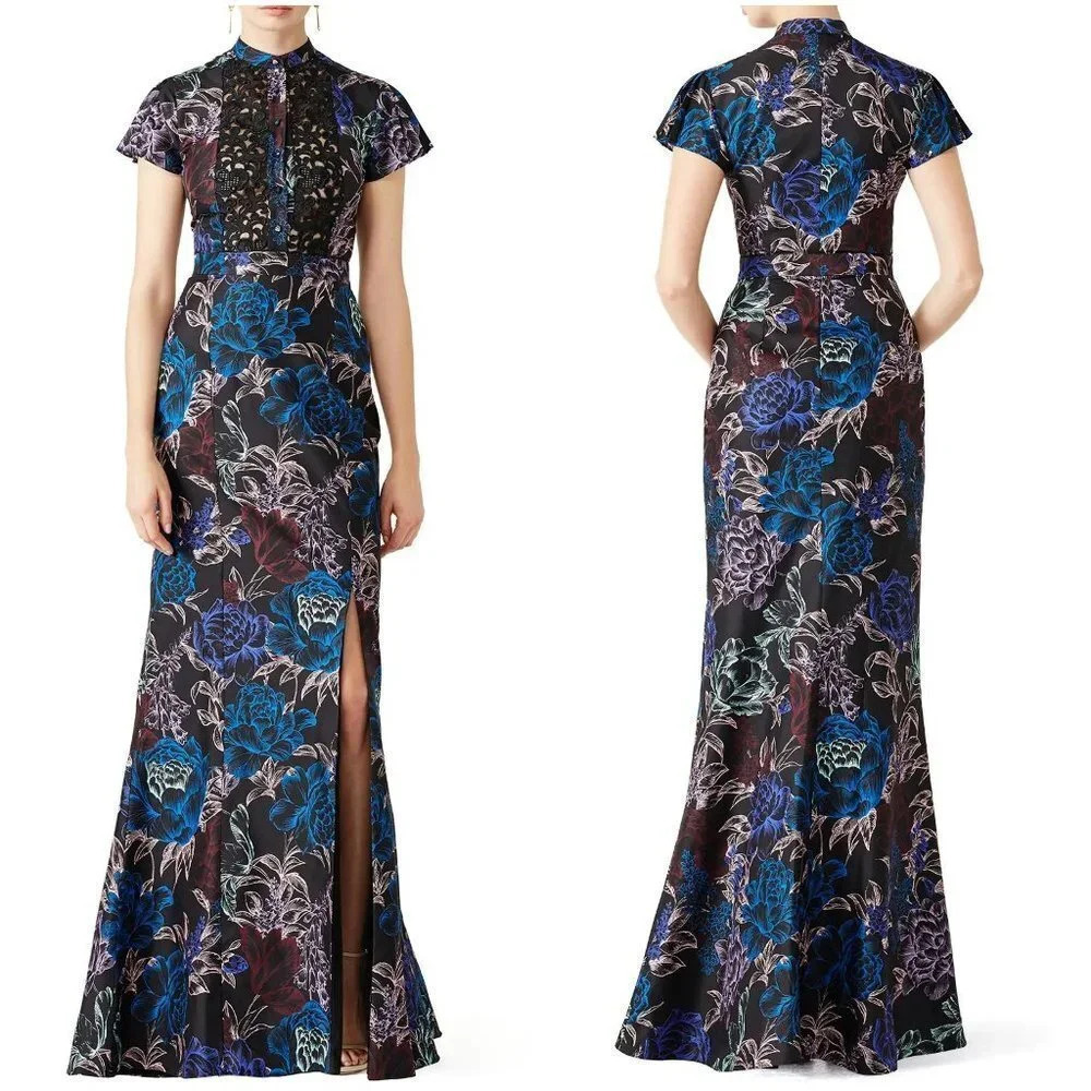 Emanuel Ungaro Black Floral Wisp Chiffon Formal Dress $2280 - Picture 2 of 13